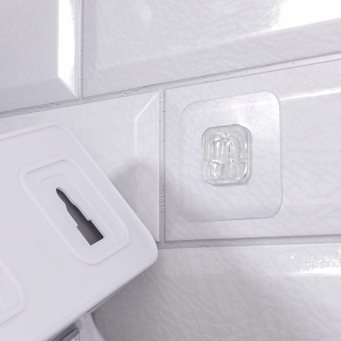 Органайзер для хранения, навесной, 2 секции, с клеевыми крючками, 20,2 &times; 11 &times; 6,4 см, цвет белый/серый