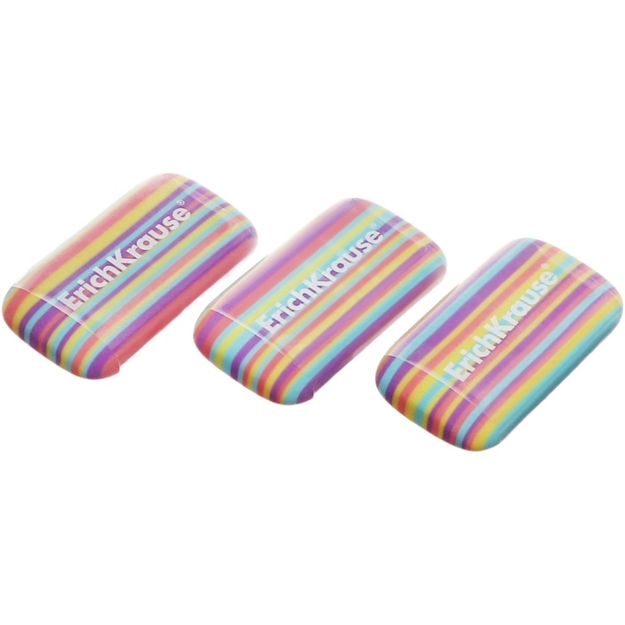 Ластик ErichKrause "Pastel Lines", термопластичная резина, мягкий, 44.3 х 25 х 10 мм, микс