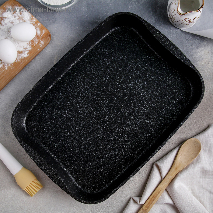 Противень, 40&times;29,5&times;5 см, антипригарное покрытие, цвет тёмный мрамор