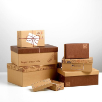 Набор крафтовых коробок 10 в 1, упаковка подарочная, &laquo;Почта&raquo;, 12 х 7 х 4 - 32.5 х 20 х 12.5 см