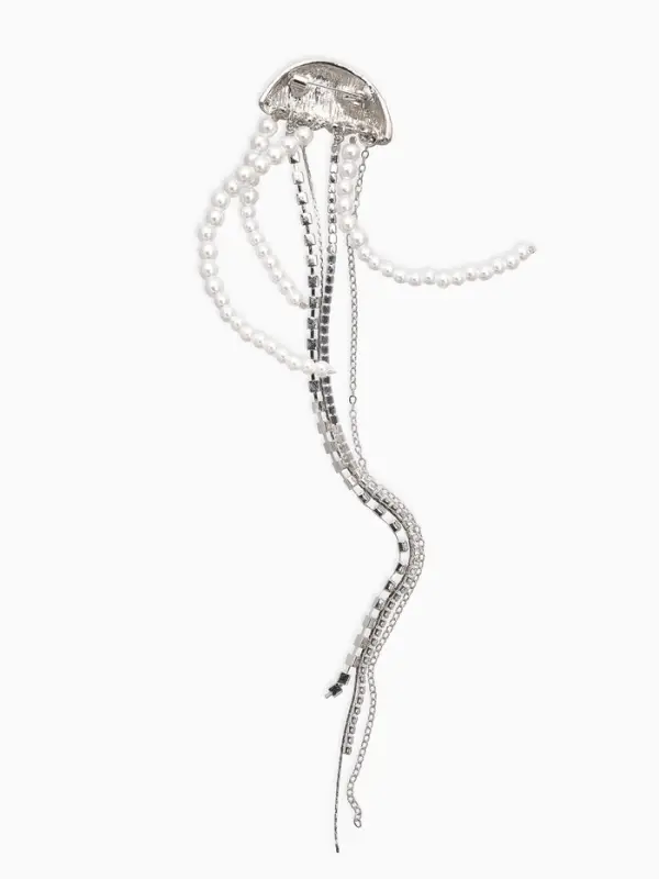 Брошь &laquo;Медуза&raquo;, цвет белый в серебре