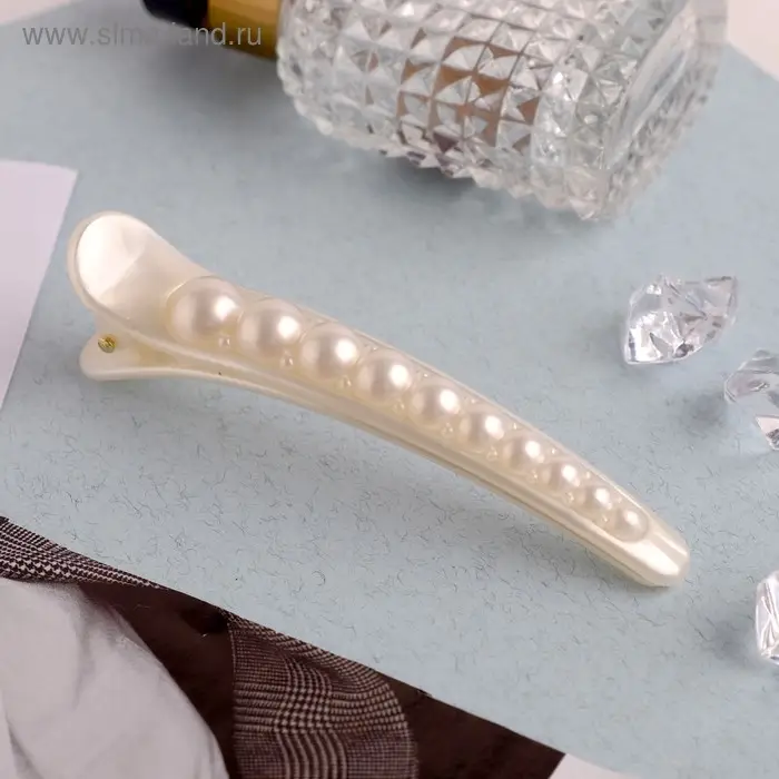 Зажим для волос &laquo;Бусины&raquo;, 10.5 см, белый