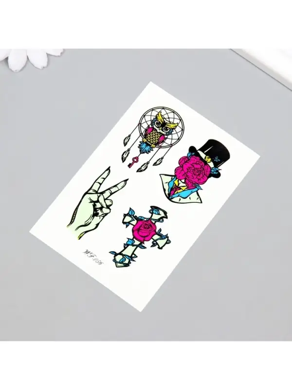 Переводные тату на тело светящиеся цветные &laquo;Загадочный флёр&raquo;, 14.3&times;7.5 см