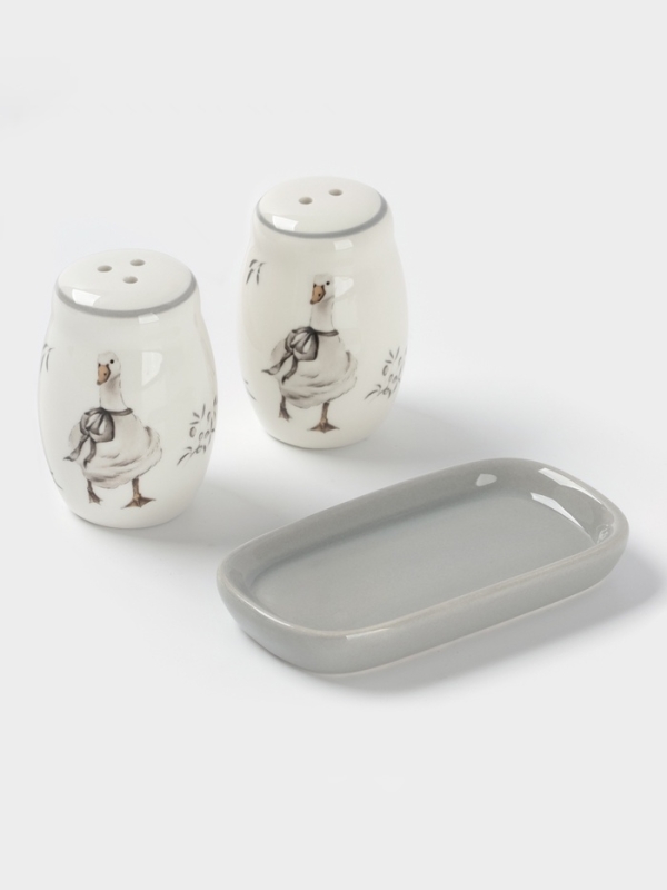 Набор для специй Доляна "Гуси" цвет белый  2 шт  солонка, перечница 130 мл 11,5х6,2х8,8 см   1070852