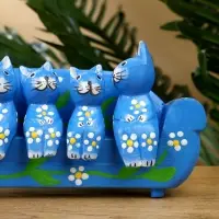 Сувенир "Кошачье семейство" дерево 20х5х10 см, цв. синий