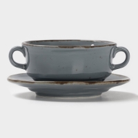 Бульонница Magistro "Alpine Frost" 250 мл 14,6х14,6х7,2 цвет синий с блюдцем