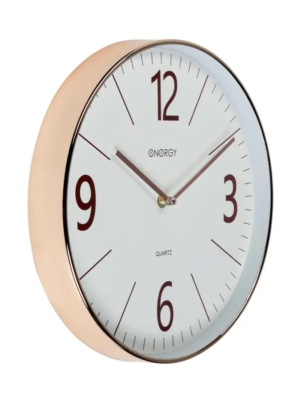 Часы настенные ENERGY ЕС-158, интерьерные, d-29.3 см, кварцевые, белые с золотым
