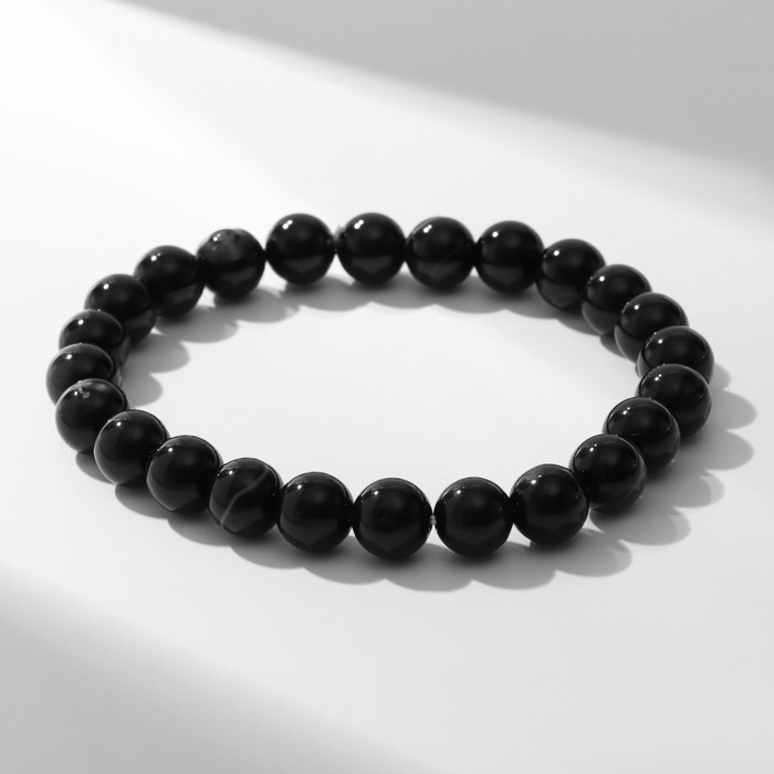 Браслет шар №8 &laquo;Агат чёрный&raquo;