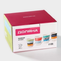 Набор кружек фарфоровых Доляна &laquo;Цветной дым&raquo;, 4 предмета: 340 мл