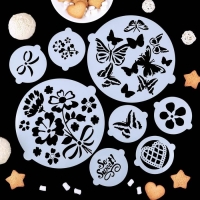 Набор кондитерских трафаретов для украшения выпечки &laquo;Букет&raquo;, 8 шт: 2 шт d=20 см, 6 шт d=8 см