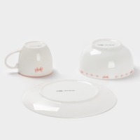 Набор детской посуды 3 предмета Доляна "Пушистый малыш" кружка, миска, тарелка