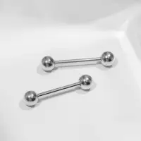 Пирсинг в язык &laquo;Штанга&raquo;, L=2, d=0.4 см, пара, цвет серебро
