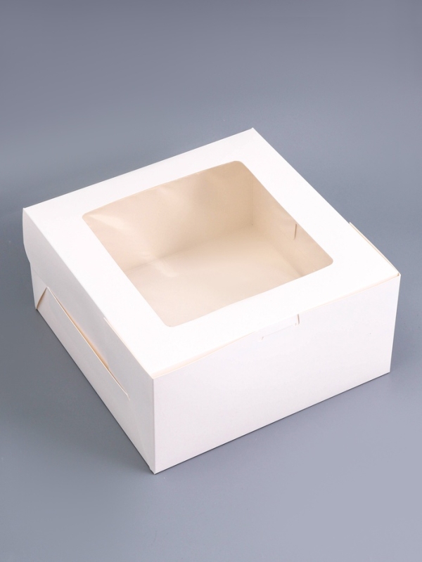 Коробка для торта, белая, 25 х 25 х 12 см