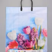 Пакет "Цветочный уют", полиэтиленовый с пластиковой ручкой, 38 х 45 + 3 см, 90 мкм