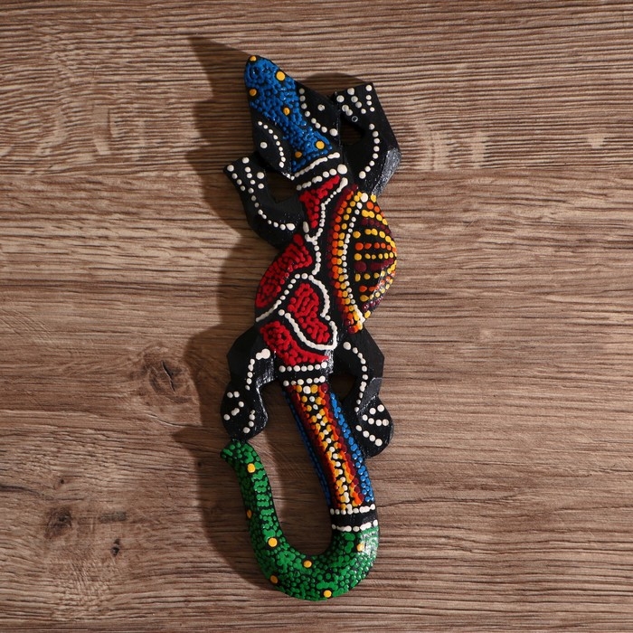 Панно настенное "Геккон цветной" дерево 20х6х1 см