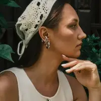 Набор серьги и каффы "Леопард", цвет серебро