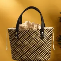 Сумка плетёная из пандана 25х18х38 см, цв. бежево-коричневый