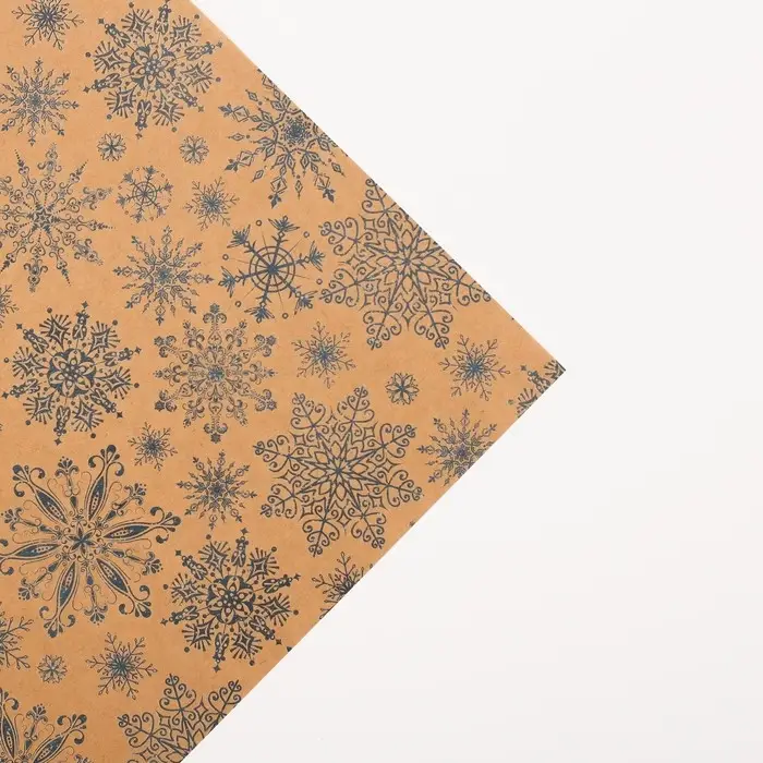 Бумага упаковочная крафтовая &laquo;Снежинки&raquo;, 50 х 70 см