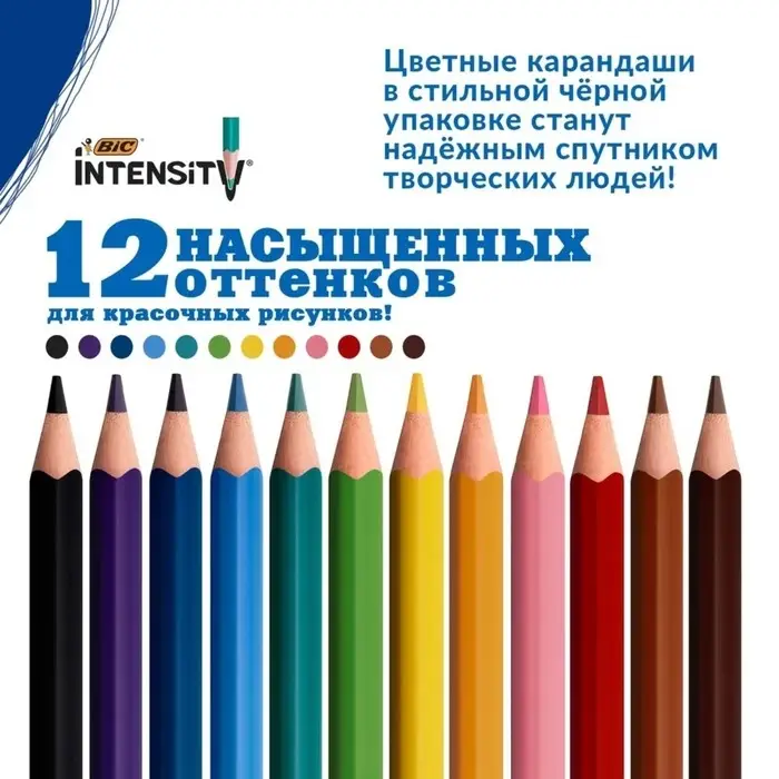 Карандаши 12 цветов BIC Color Up, для подростков и взрослых, трёхгранные, микс