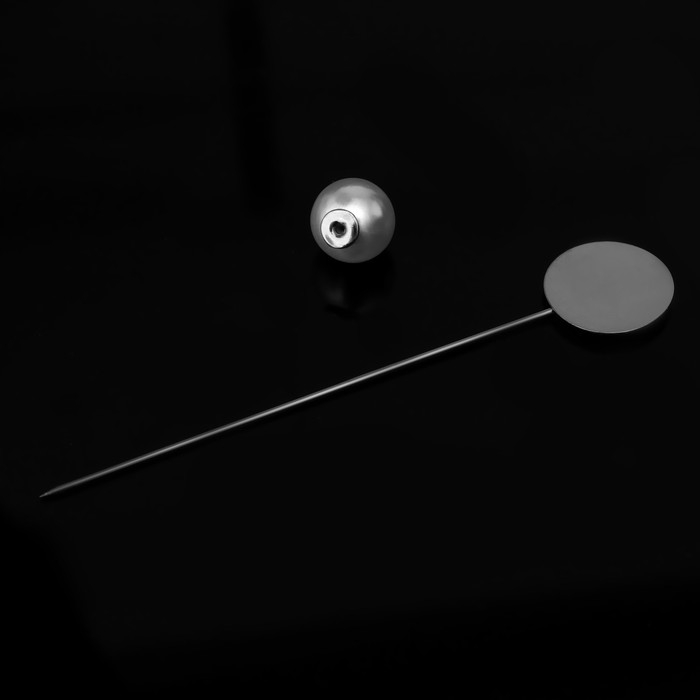 Основа &laquo;Брошь-игла&raquo; с бусиной d=1см (набор 5шт), L=7,5 см,площадка 1,5см, цвет серебро