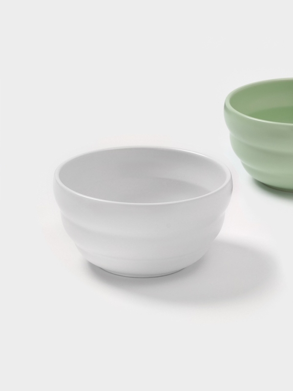 Салатники Доляна &laquo;Зефир&raquo;, 700 мл, d=15,5 см, набор 2 шт, керамика, белые, зелёные