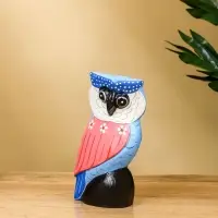 Набор сувенирный &laquo;Совы&raquo;, h=18 см, h=14 см, h=11 см, дерево, розово-синий