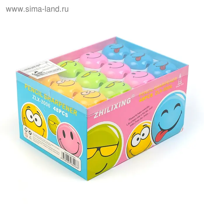 Точилка с контейнером &laquo;Смайлики&raquo;, МИКС