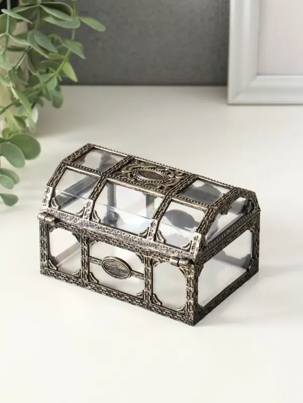 Шкатулка пластик "Сундучок" бронза 10,5х8х6,5 см