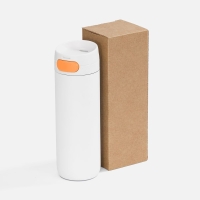 Термостакан X1 с цветной кнопкой, белый с оранжевым