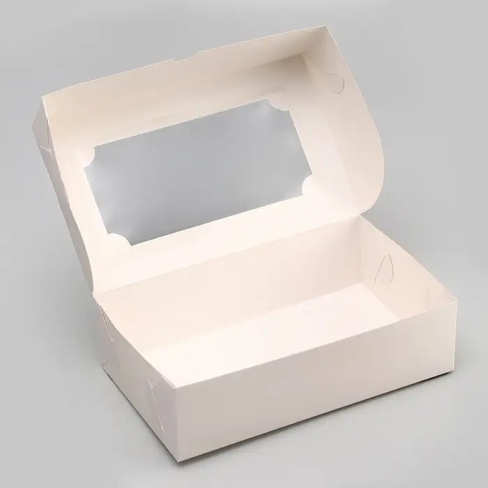 Коробка складная с окном под зефир, белый, 25&times;15&times;7 см