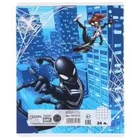 Тетрадь в клетку 24 листа, 5 видов МИКС, тиснение, обложка мелованный картон, &laquo;Человек-паук&raquo;