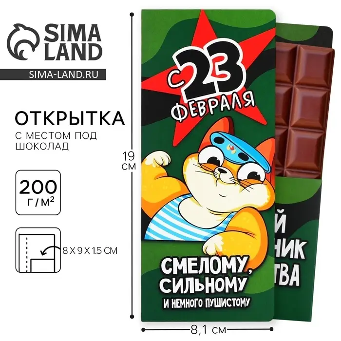 Открытка с местом для шоколадки &laquo;23 февраля: Самому смелому&raquo;