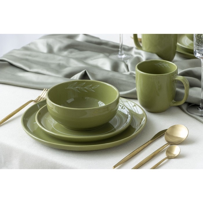 Кружка керамическая Dolce Ceramo &laquo;Олива&raquo;, 450 мл, зелёная