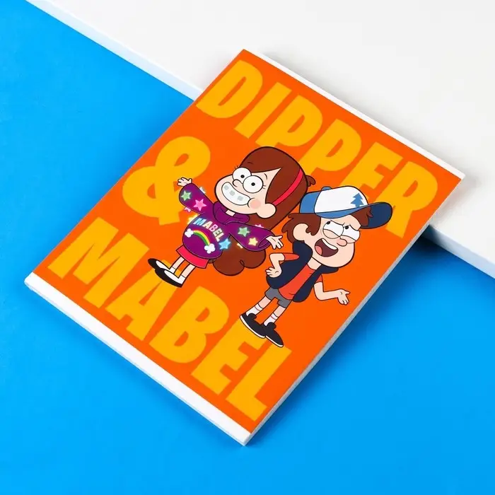 Тетрадь в клетку 48 листов, картонная обложка, блок №2, белизна 75% (серые листы), &laquo;Гравити Фолз&raquo;