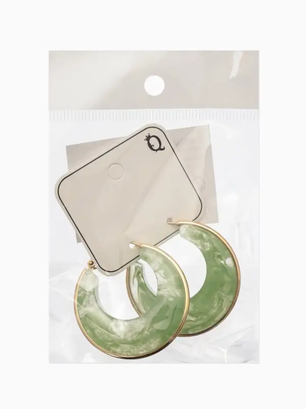 Серьги-кольца акрил "Тренд", цвет нефритовый в золоте