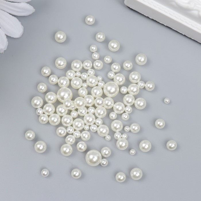 Декор для творчества пластик "Шарики. Сливки" d=3-8 мм, набор 10 гр