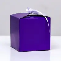 Коробка складная, квадратная с лентой, фиолетовая, 8&times;8&times;8 см