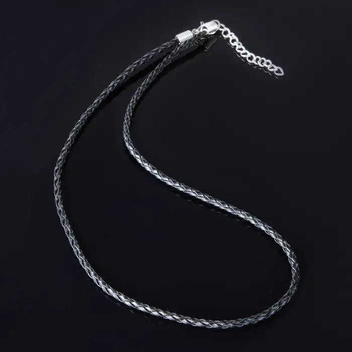 Шнурок кожаный d=3 мм, 45 см, чёрный, косичка