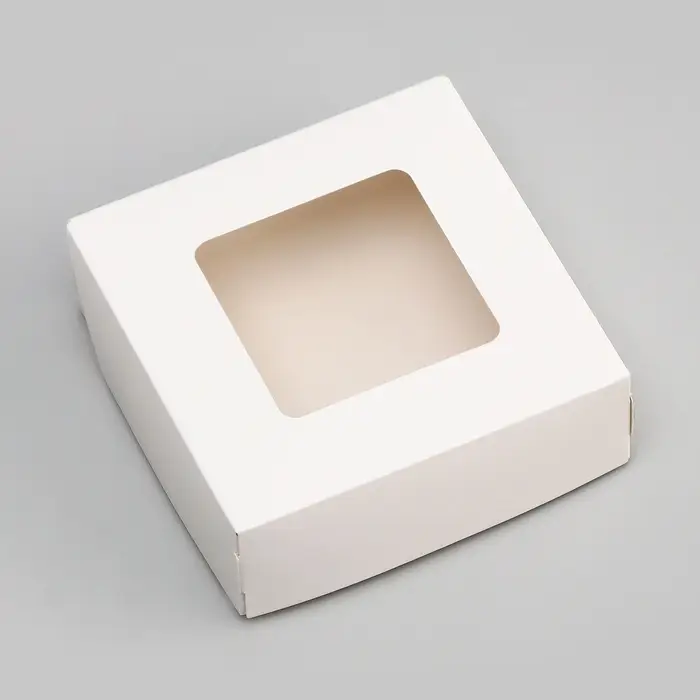 Коробка пищевая, с окном, белый, 11,5 х 11,5 х 4 см