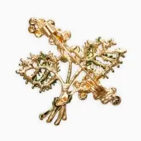 Брошь "Цветы Мимозы", цвет жёлто-зелёный в золоте