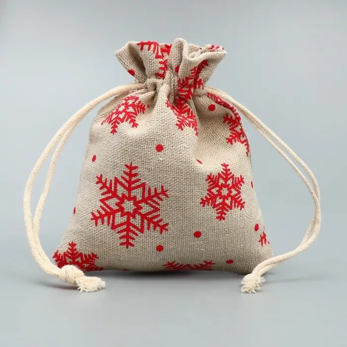 Мешочек подарочный холща &laquo;Новогодние ожидания&raquo;, снежинки, холща, 10 х 12 см +/- 1.5 см