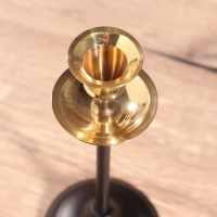 Подсвечник на 1 свечу "Да Винчи" латунь, черный с золотом 7х7х18 см