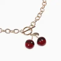 Кулон-цепь крупная "Вишня", цвет красный в золоте 40+удл