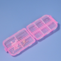 Таблетница, 9,5 &times; 6 &times; 3 см, 10 секций, цвет розовый