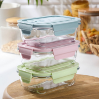 Контейнер для еды из жаропрочного стекла с крышкой Cook and Freeze, 380 мл, 15&times;11&times;5,5 см, цвет МИКС