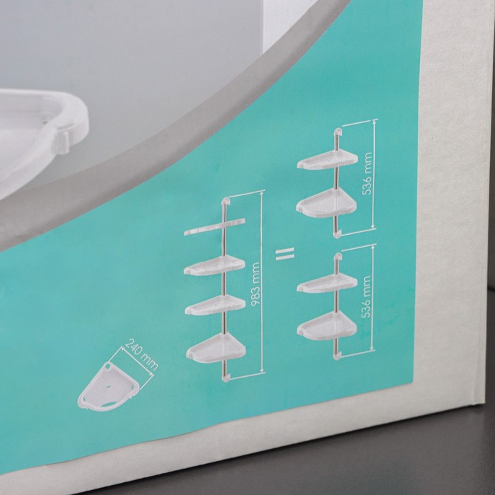 Полка угловая 4-х ярусная &laquo;Элансия&raquo;, 24&times;24&times;98,2 см, цвет белый