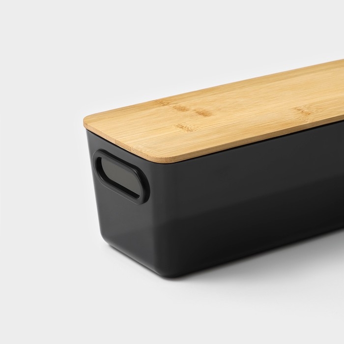 Контейнер для хранения с крышкой LaDо́m &laquo;Лаконичность&raquo;, 28,5&times;11&times;10,5 см, цвет тёмно - серый