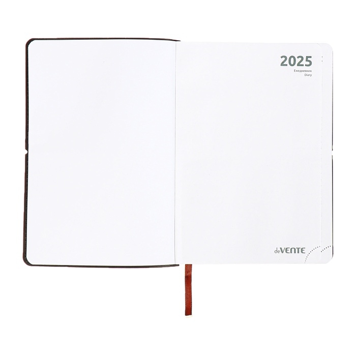 Ежедневник датированный 2025, A5 168 листов, deVENTE. Saltos, мягкая обложка кожзам, перфорация, ляссе, блок 70, коричневый