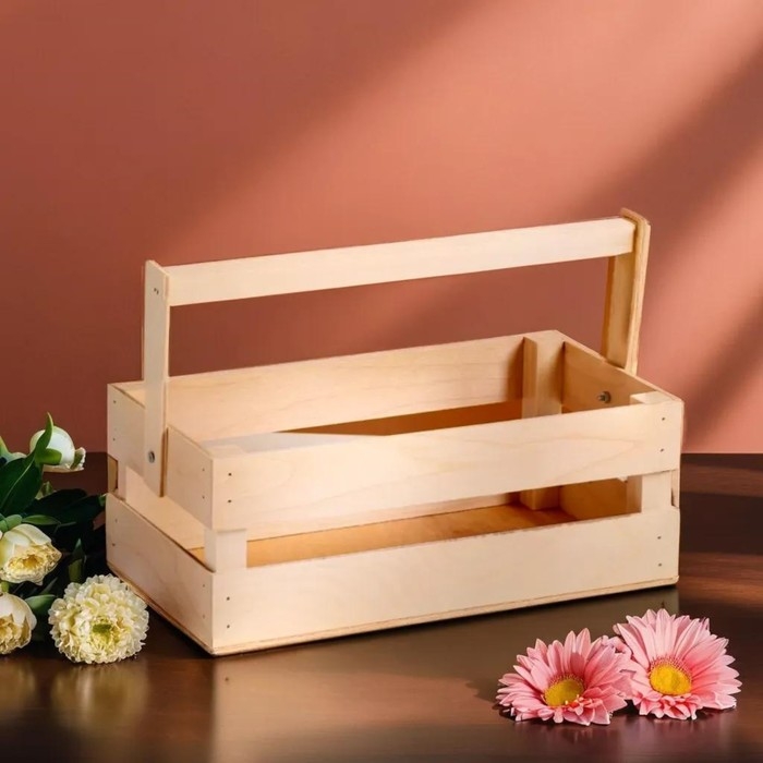Кашпо деревянное 24.5&times;13.5&times;9 см "Двушка Лайт", двухреечное, натуральный Дарим Красиво