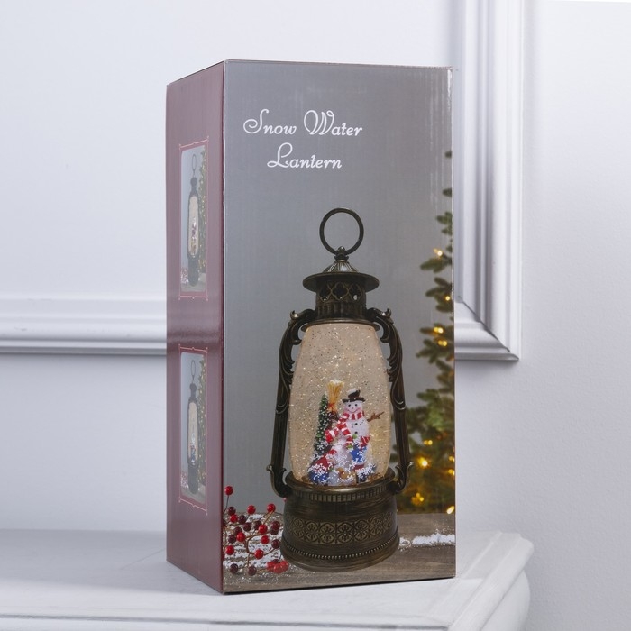 Светодиодная фигура &laquo;Фонарь с Дедом Морозом&raquo; 15 &times; 30 &times; 12.5 см, пластик, батарейки ААх3 (не в комплекте), USB, свечение тёплое белое